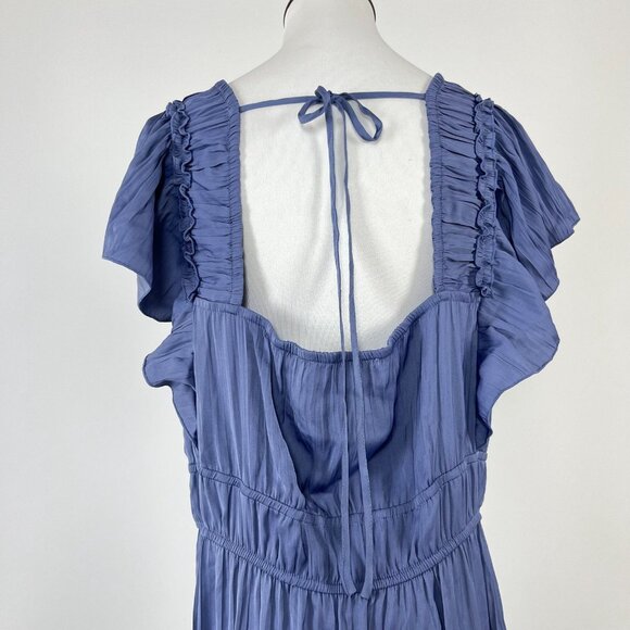 NWOT ANTHROPOLOGIE Ruffled Tiered Midi Dress In Blue Size XLP - Picture 7 of 13